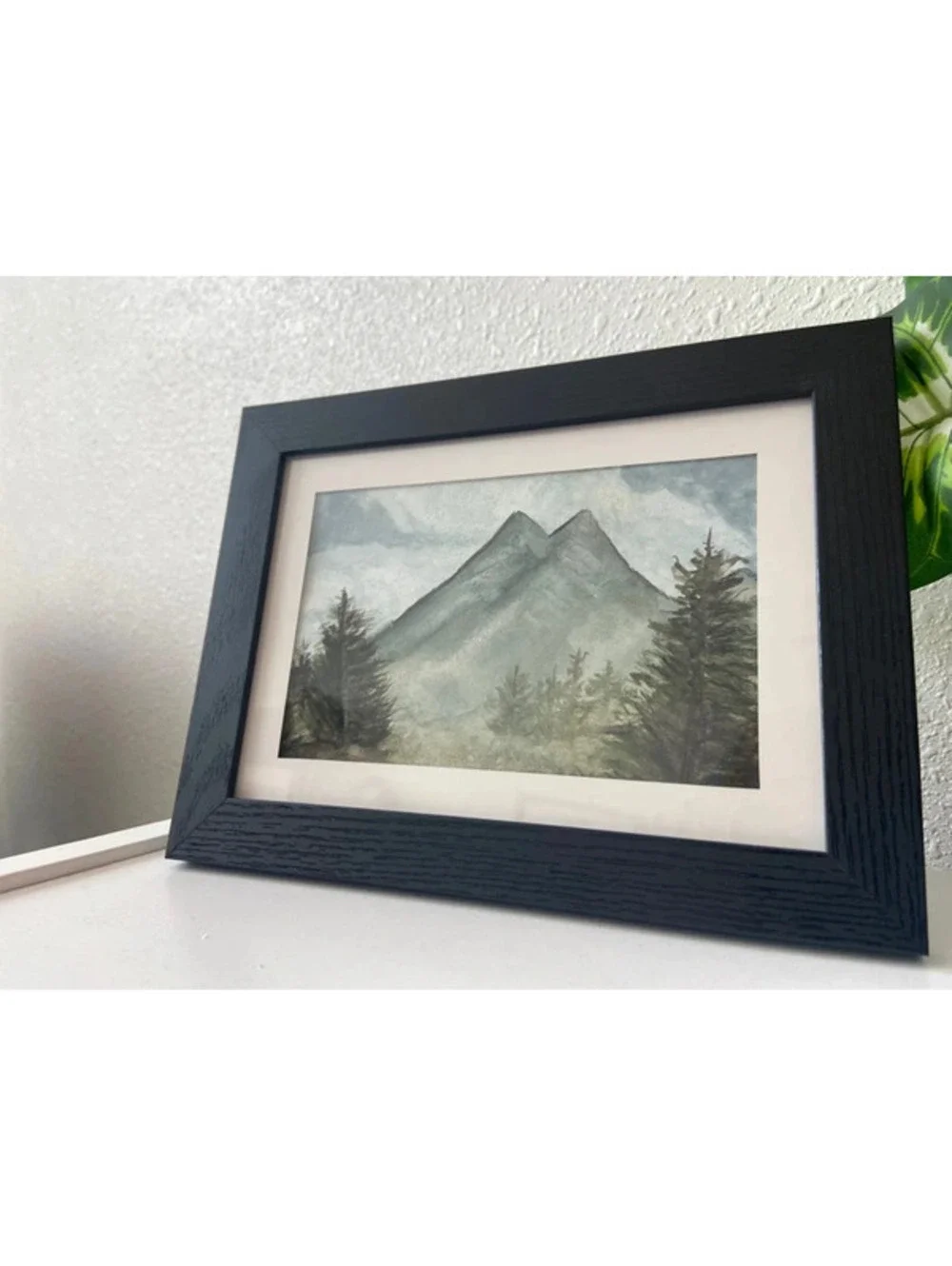 5 by 7 handprinted watercolor art apartment decor mountain forrest